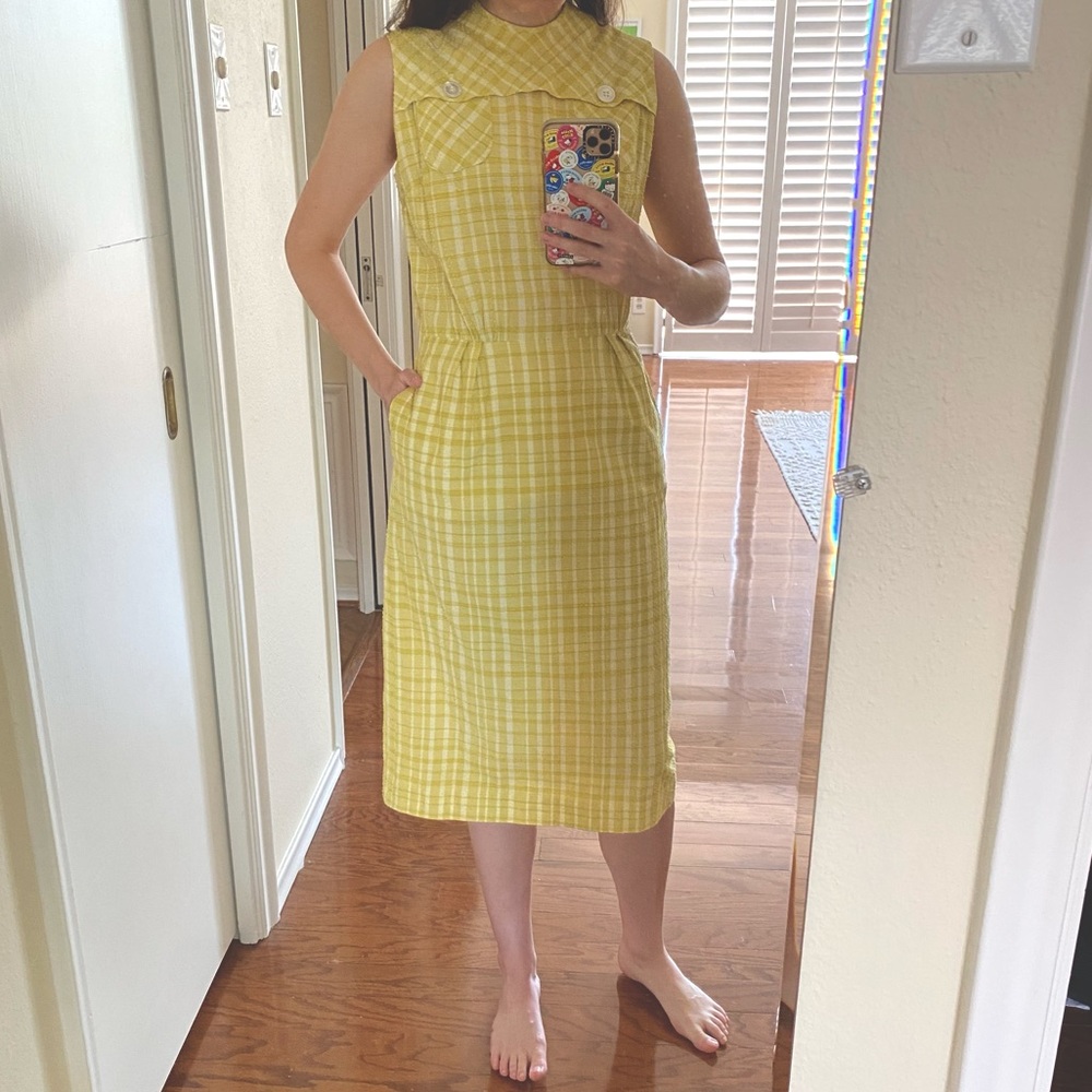 True Vintage 1950s 1960s Yellow Midi Dress Sue Brett Juniors